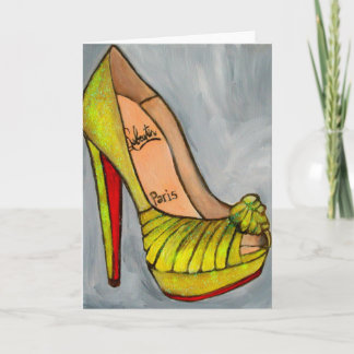 Christian Louboutin Gult Glitter Red Grund Heel Kort