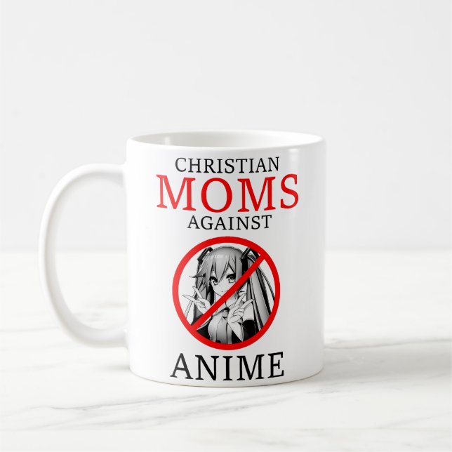 Christian Mammor Against Anime Funny Meme Kaffemugg (Vänster)