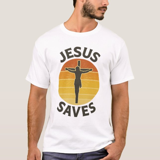 Christian Manar s T-Shirt Jesus sparar Retro-grafi (Framsida)