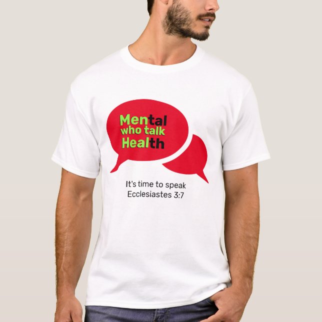 Christian MANAR SOM PRATAR OM HJÄLP Mental Health T Shirt (Framsida)