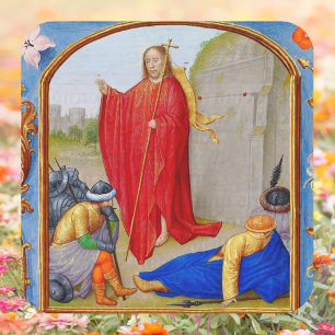 Christian Medieval Resurtion of Jesus Påsk Fyrkantigt Klistermärke