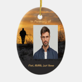 Christian Memorial Hunter Hunting Stalking Game Julgransprydnad Keramik