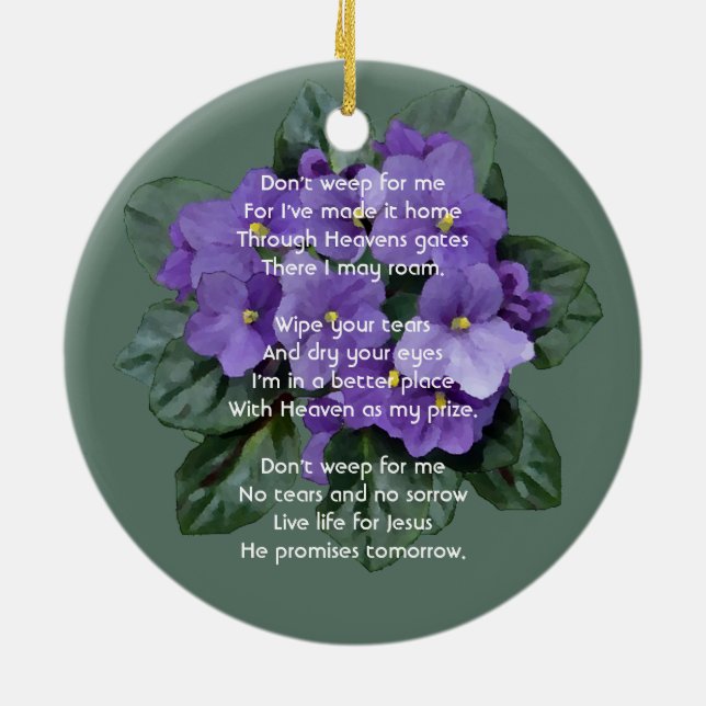Christian Memorial Keepsake African Violet Julgransprydnad Keramik (Baksidan)