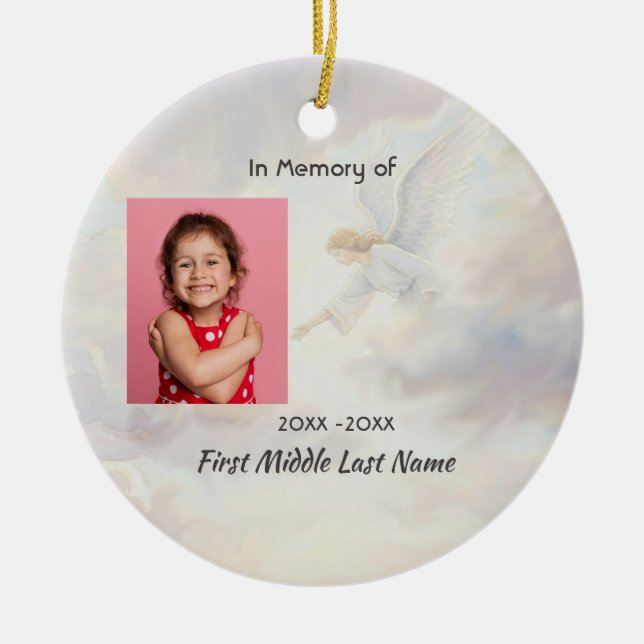 Christian Memorial Keepsake Angel Reaching  Julgransprydnad Keramik (Framsidan)