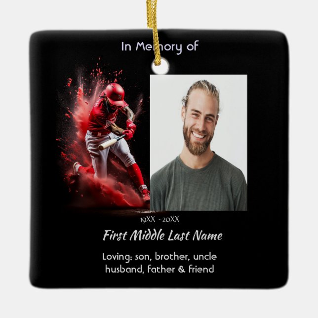 Christian Memorial Keepsake Baseball Softball  Julgransprydnad Keramik (Framsida)