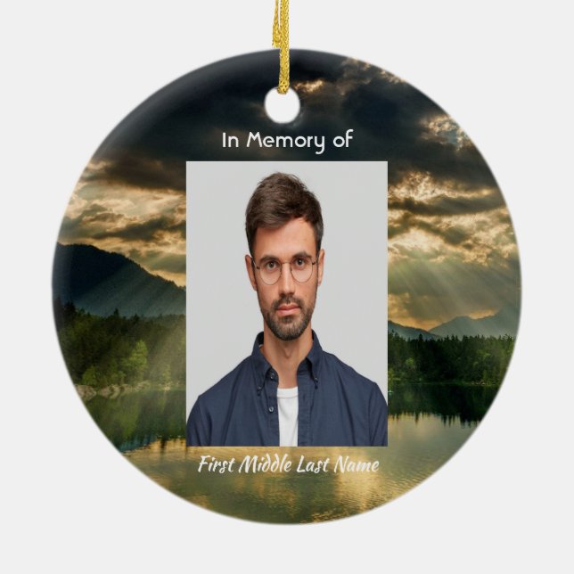 Christian Memorial Keepsake Beautiful Lake Beach Julgransprydnad Keramik (Baksidan)