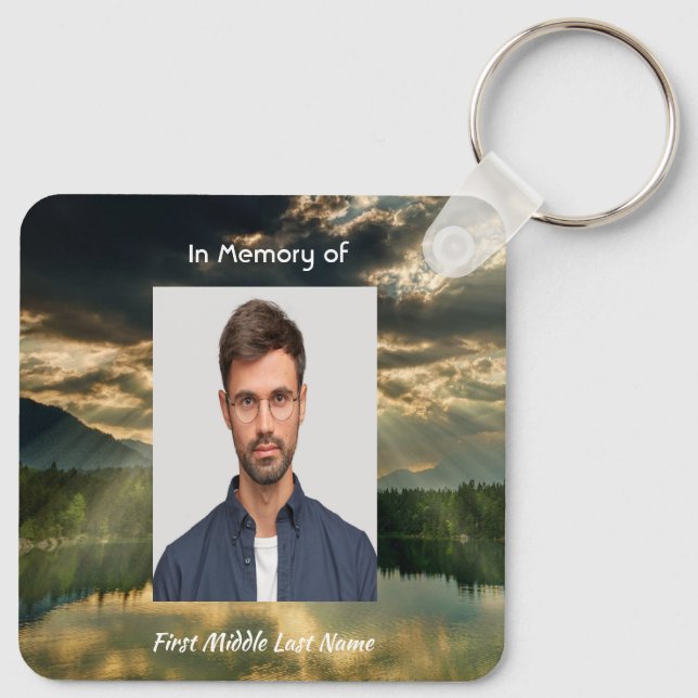 Christian Memorial Keepsake Beautiful Lake Beach Nyckelring (Baksida)