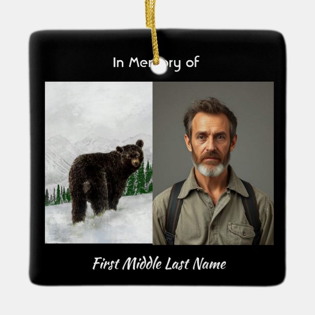 Christian Memorial Keepsake Black Bear Animal Julgransprydnad Keramik (Framsida)