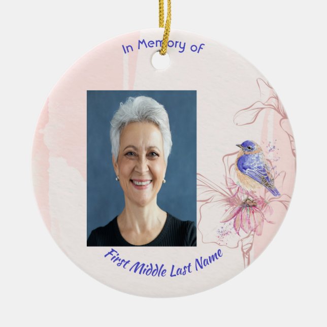 Christian Memorial Keepsake  Bluebird Garden  Julgransprydnad Keramik (Framsidan)