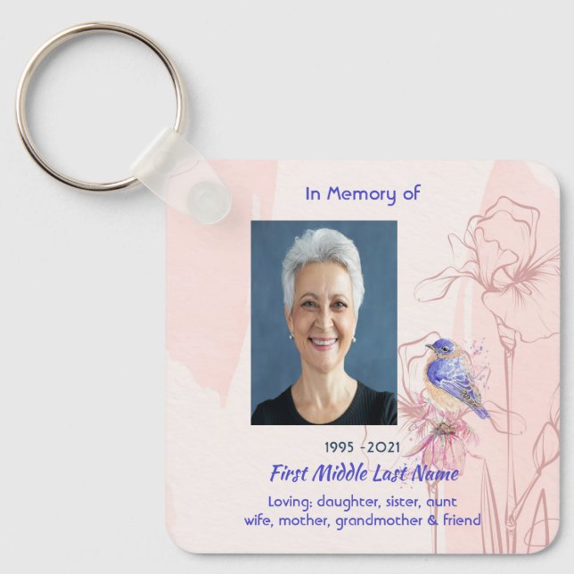 Christian Memorial Keepsake  Bluebird Garden  Nyckelring (Framsida)