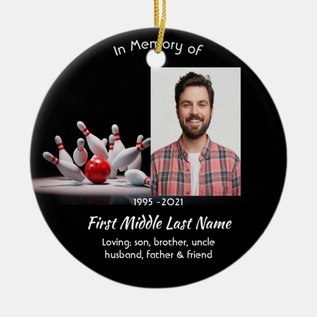 Christian Memorial Keepsake Bowling Bowler Julgransprydnad Keramik (Framsidan)