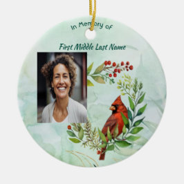 Christian Memorial keepsake Cardinal Bird Julgransprydnad Keramik