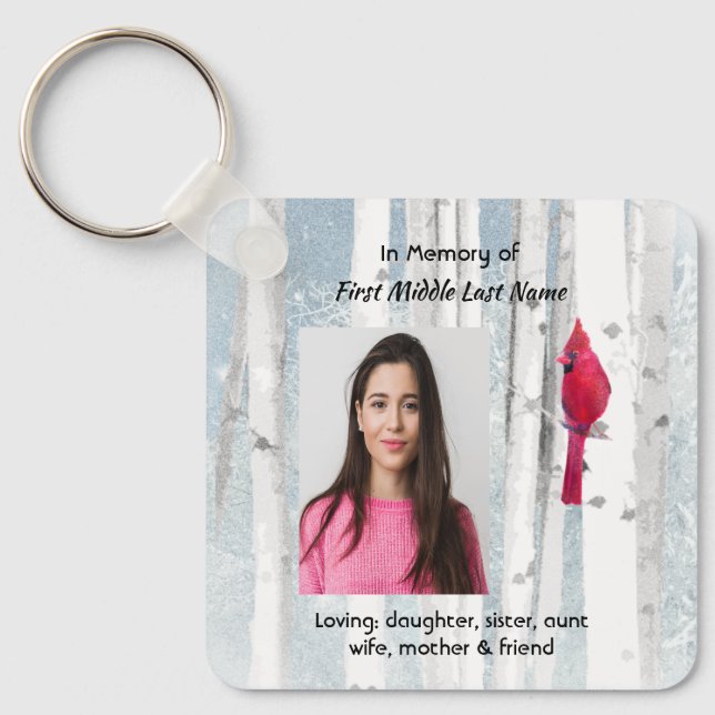 Christian Memorial Keepsake Cardinal Bird Nyckelring (Framsida)