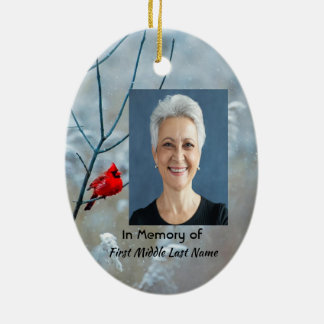 Christian Memorial Keepsaké Cardinal Red Bird Julgransprydnad Keramik