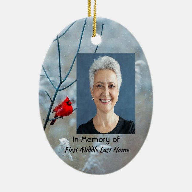 Christian Memorial Keepsaké Cardinal Red Bird Julgransprydnad Keramik (Baksidan)