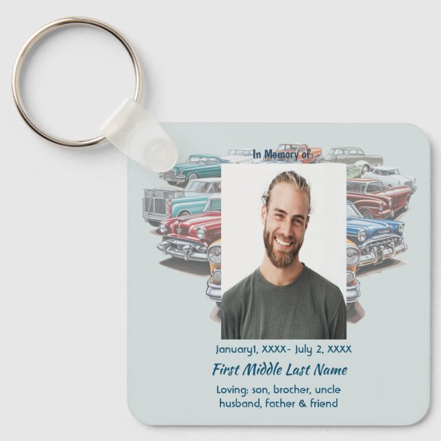 Christian Memorial Keepsake Classic Vintage Car  Nyckelring (Framsida)