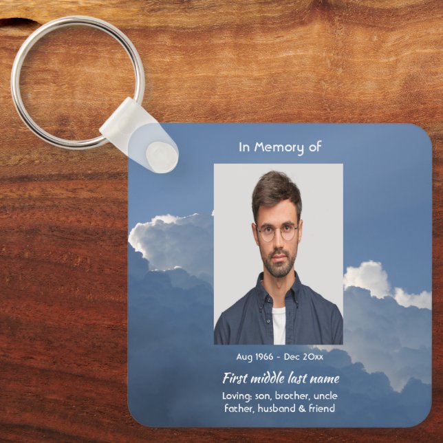 Christian Memorial Keepsake Clouds Sky Heavenly Nyckelring (Framsida)