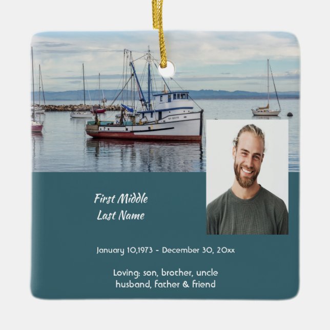 Christian Memorial Keepsake Commercial Fisherman Julgransprydnad Keramik (Framsida)