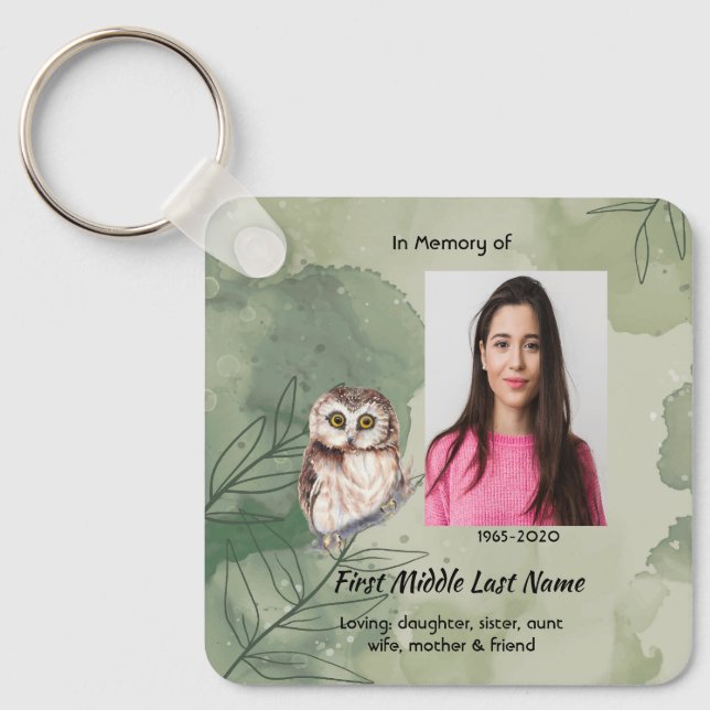 Christian Memorial Keepsake Cute Owl Bird Nyckelring (Framsida)