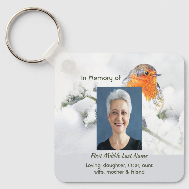 Christian Memorial Keepsake English Robin Bird Nyckelring (Framsida)