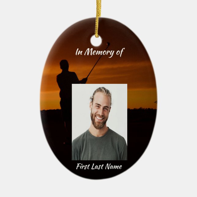 Christian Memorial Keepsaké Golfer Golfing Golf Julgransprydnad Keramik (Framsidan)