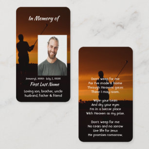 Christian Memorial Keepsaké Golfer Golfing Golf Visitkort