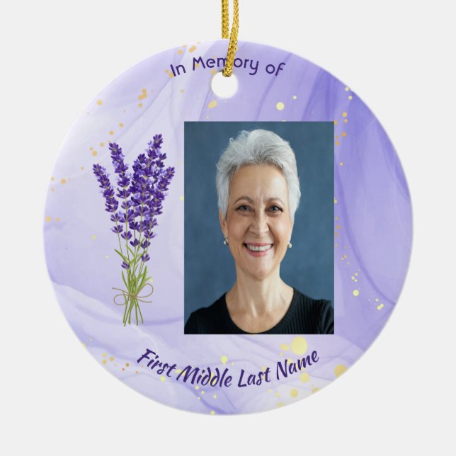 Christian Memorial Keepsake Lavender Garden Flower Julgransprydnad Keramik (Framsidan)