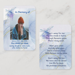 Christian Memorial Keepsaké Memorial Dragonfly Visitkort