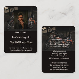 Christian Memorial Keepsake Motorcycle Biker Visitkort
