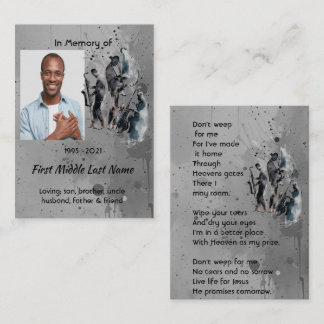 Christian Memorial Keepsake Music Jazz Band Visitkort
