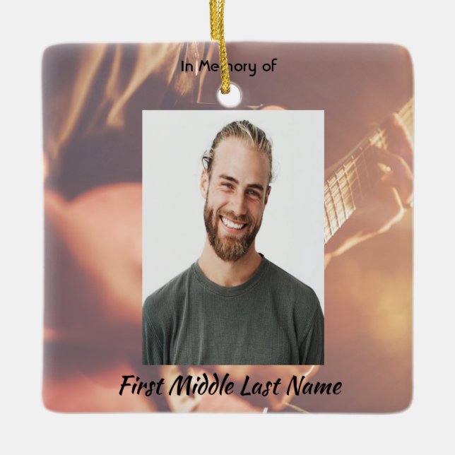 Christian Memorial Keepsake Musician Piano Guitar Julgransprydnad Keramik (Framsida)