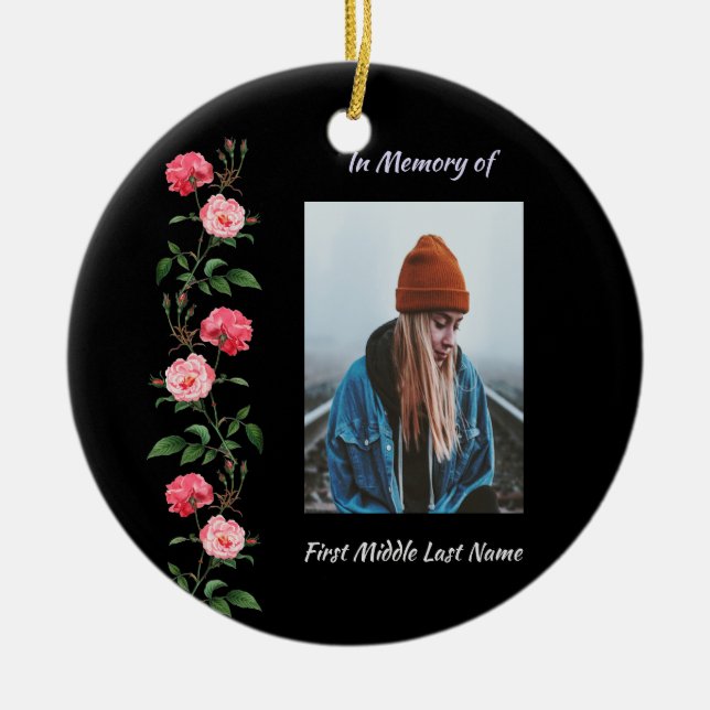 Christian Memorial Keepsake  Roses Garden Flowers Julgransprydnad Keramik (Framsidan)