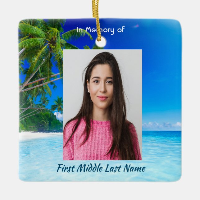 Christian Memorial Keepsake Tropical Beach Exotic Julgransprydnad Keramik (Framsida)