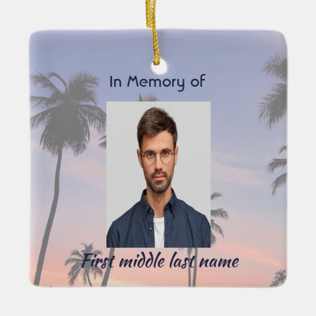 Christian Memorial Keepsake Tropical Beach Julgransprydnad Keramik (Framsida)