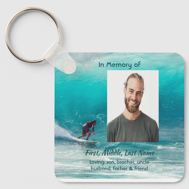 Christian Memorial Keepsake  Wave Surfer Water Nyckelring (Framsida)
