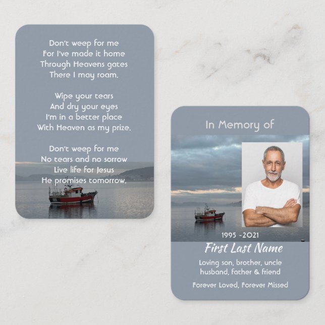 Christian Memorial Keepsakes Fishing Boat Fisherma Visitkort (Fram/baksida)