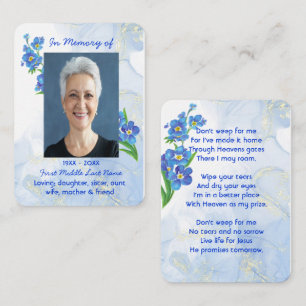 Christian Memorial Keepsakie Glöm mig inte" Blommo Visitkort