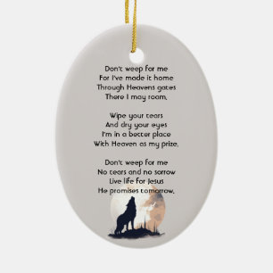 Christian Memorial Lone Varg Howling Animal Julgransprydnad Keramik
