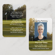 Christian Memorial Photo Dikt Golfer Golf Golfing