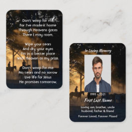 Christian Memorial Photo Forest Trail Walk Horses Visitkort