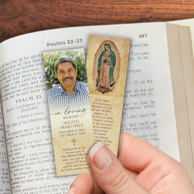 Christian Memorial Photo Guadalupe Prayer Bookmark Litet Visitkort (Skapare uppladdad)