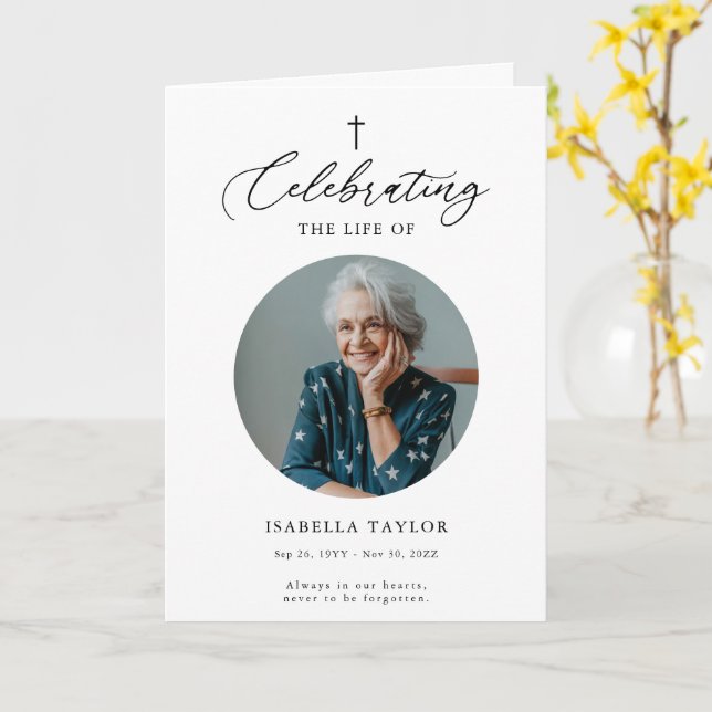 Christian Memorial Photo Obituary Service Program (Gul blomma)