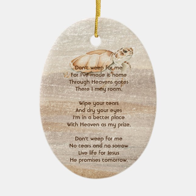 Christian Memorial Photo Sandy Beach Sea Turtle Julgransprydnad Keramik (Framsidan)