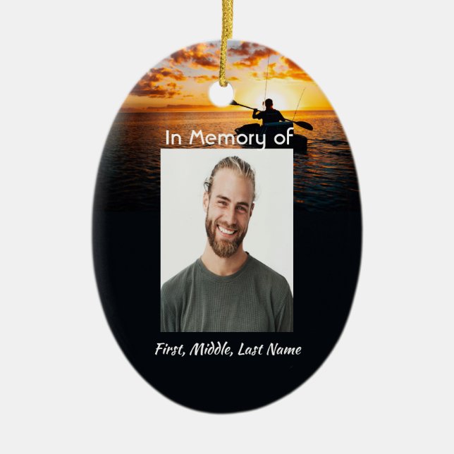 Christian Memorial Pocket Card Kayaking Sport Julgransprydnad Keramik (Framsidan)