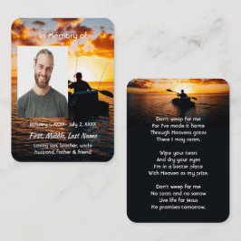 Christian Memorial Pocket Card Kayaking Sport Visitkort