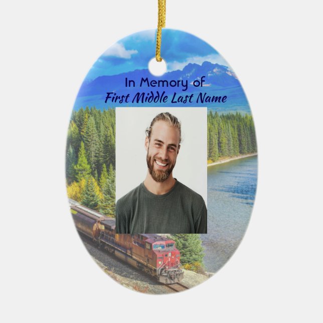 Christian Memorial Train Rail Tram Railway Julgransprydnad Keramik (Framsidan)