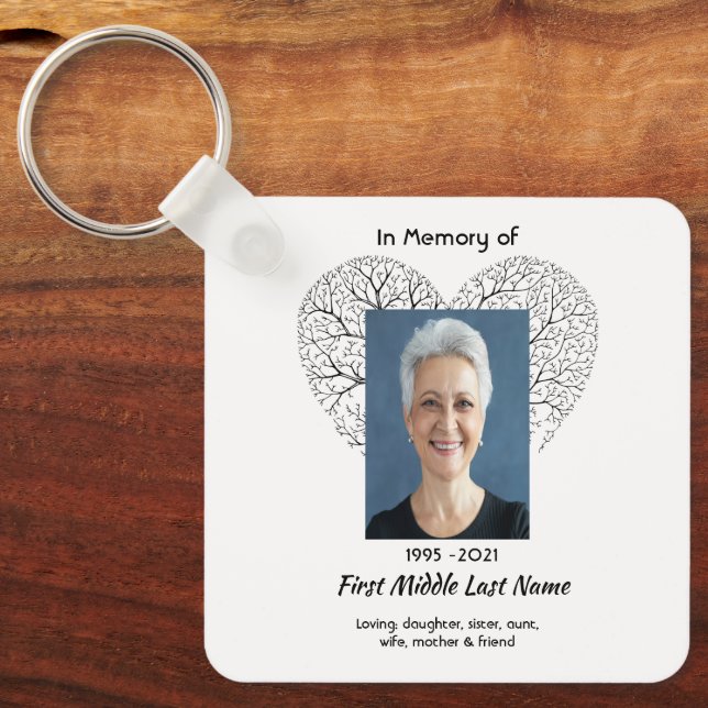 Christian Memorial  Tree of Life Heart Love Nyckelring (Framsida)