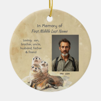 Christian Memorial  Watercolor Seals Animals Julgransprydnad Keramik