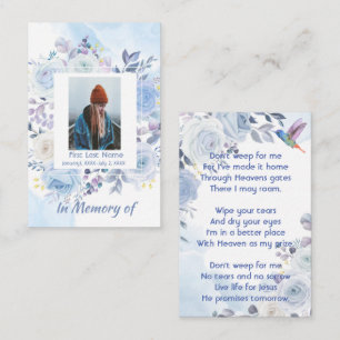 Christian Memory Keepsaké Hummingbird Blue Ro Visitkort