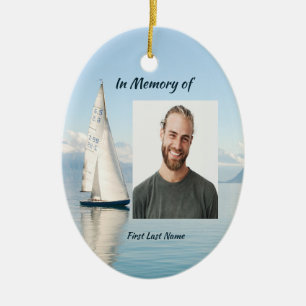 Christian Memory Keepsaké Sailor Sailboat Sailing Julgransprydnad Keramik